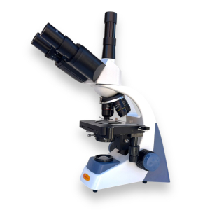 Microscopio Trinocular 4 Objetivos. Platina mecanica